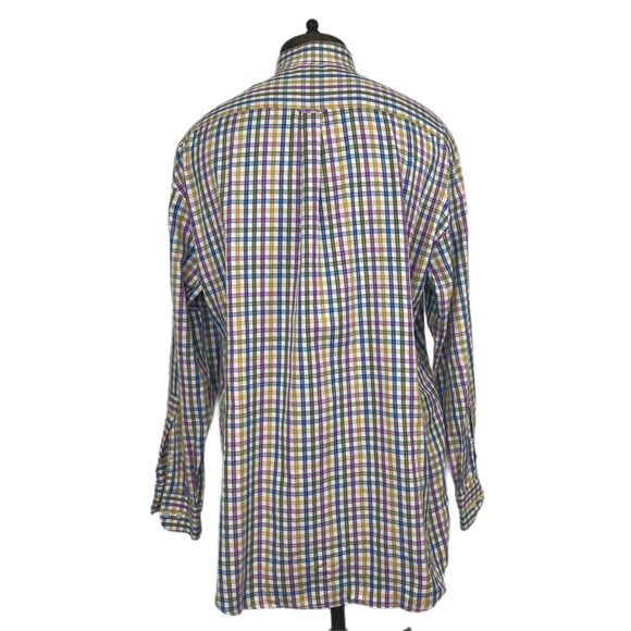Peter Millar Button Front Shirt Multicolor Check Plaid Mens 2XL - Picture 3 of 5